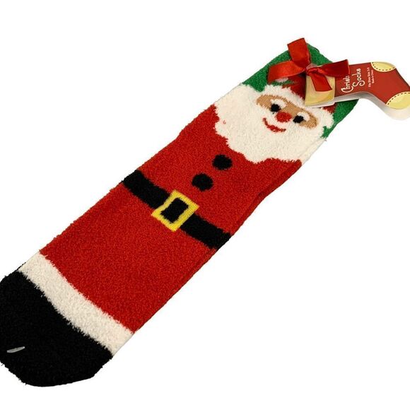 Gold Medal I Women's size 6 -9 Fuzzy Santa Clause Slip Resistant Christmas Socks - Picture 8 of 8